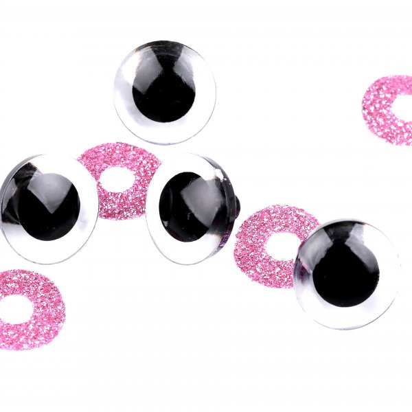 1. Biztonsági szem - Glitteres 3 D hatású 12 mm - Rózsaszín csillogós - OLCSÓBB LETT!