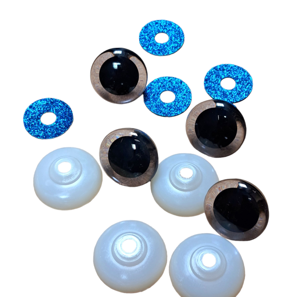 1. Biztonsági szem - Glitteres 3 D hatású 35 mm - Kék csillogós - ÚJ!